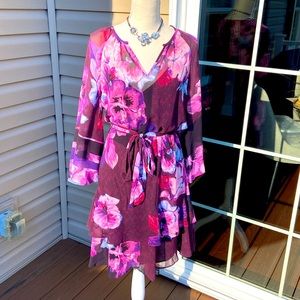 3/4 Sleeve Ruffle Bouson Dress White House Black Market